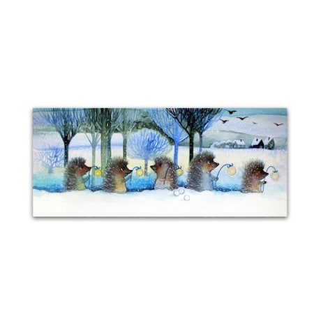 TRADEMARK FINE ART Oxana Ziaka 'Winter Hedgehogs' Canvas Art, 10x24 ALI11377-C1024GG